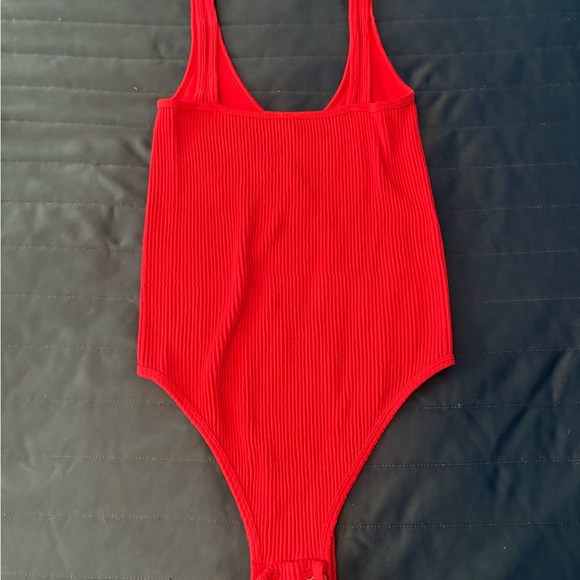 Red Ribbed Kids One Piece - Picture 2 of 5
